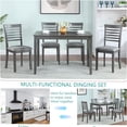 thumbnail image 3 of JERFIT 5-Piece Modern Acacia Wood Dining Set with Upholstered Chairs, Rectangular Table Kitchen Dining Room Furniture, Gray, 3 of 9