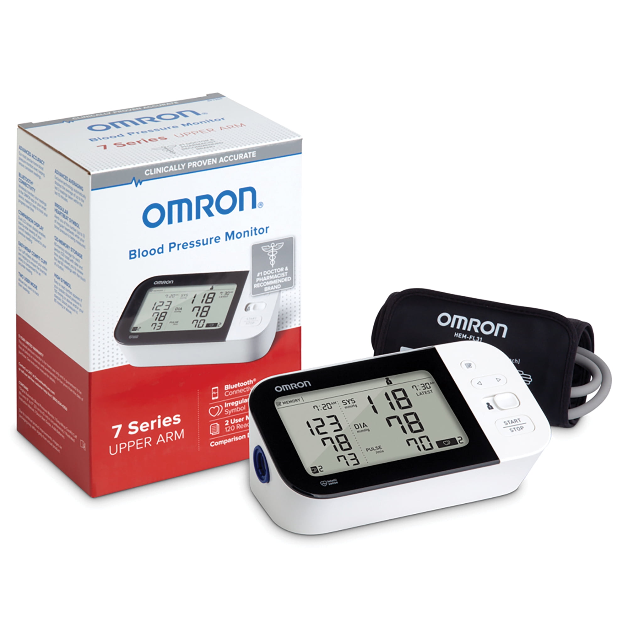 Omron 7 Series Wireless Upper Arm Blood Pressure Monitor & AC Adapter, BP7350