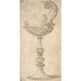 thumbnail image 2 of Giovanni Battista Foggini 11x18 Black Ornate Wood Framed Double Matted Museum Art Print Titled - Design for a Cup or Reliquary Composed of a Shell and S-Volute (1652-1725), 2 of 5