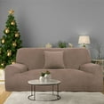 thumbnail image 4 of PiccoCasa Velvet Plush Stretch Sofa Slipcover with Cushion Cover, Camel Color X-Large, 4 of 6