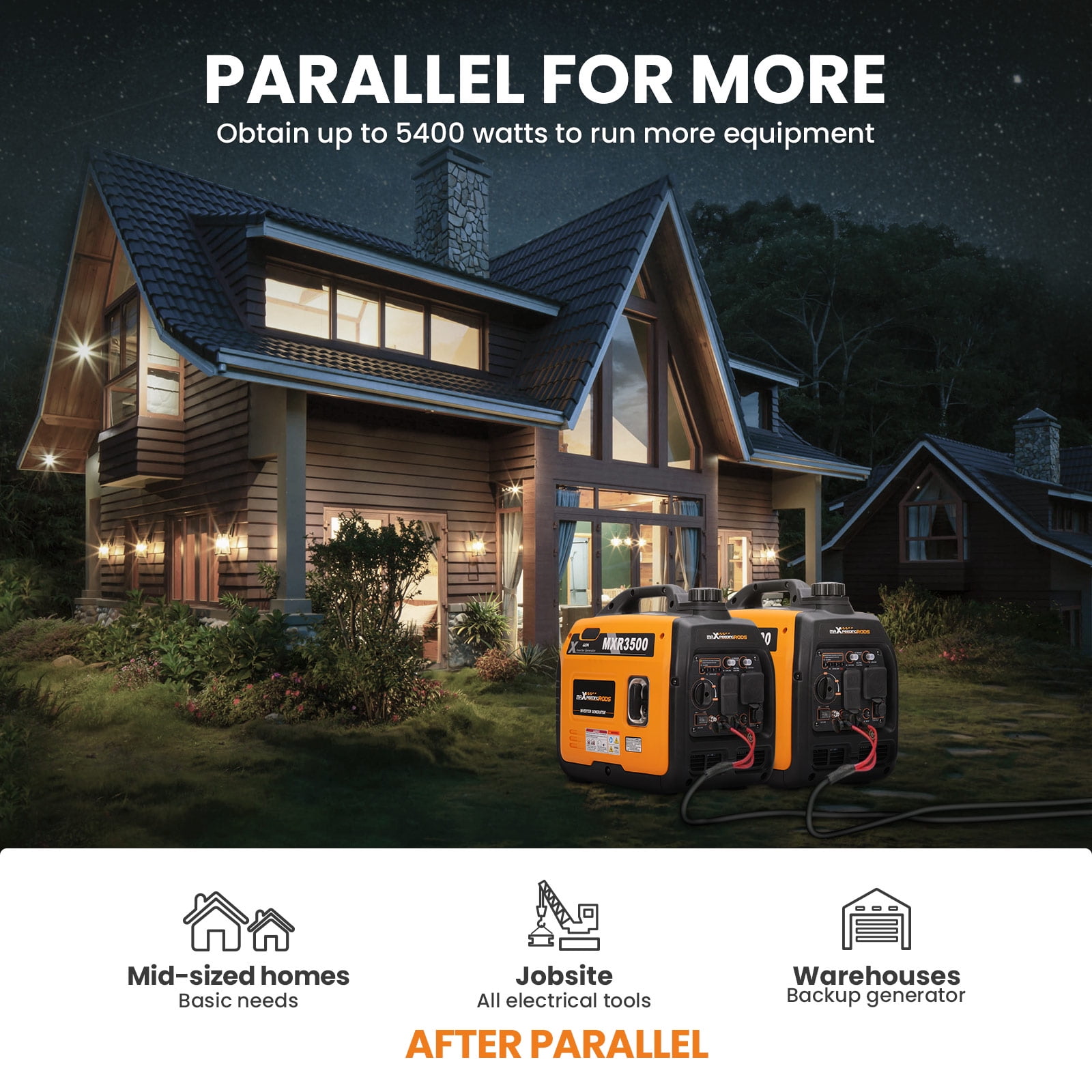 3500W Power Equipment 3500 Watt Ultralight Portable Inverter Generator with USB Ports Super Quiet Power Station