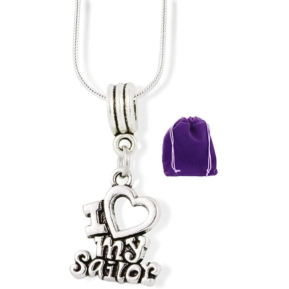I Love My Sailor Charm Snake Chain Necklace