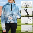 thumbnail image 3 of Chaqlin Snowman Snowflake Print Girls Half Zipper Sweatshirts Girl Half Zipper Sweatshirt with Pocket Casual Pullover Athletic Zip Up Lightweight Sweatshirt Size 7-8 Blue, 3 of 7