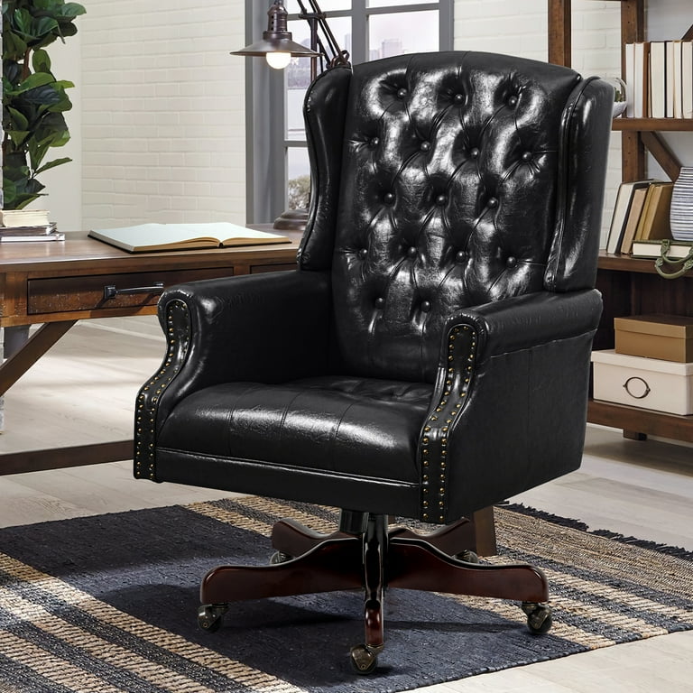 Black Faux Leather Ergonomic Classic Office Chair Black Faux Leather Ergonomic Classic Office Chair