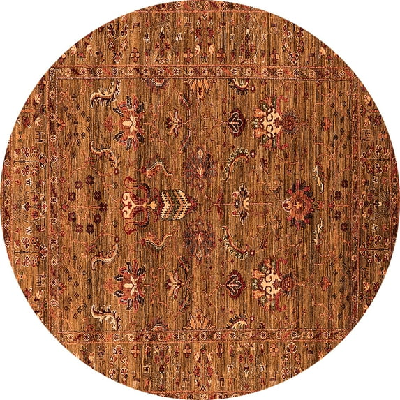 Ahgly Company Indoor Round Oriental Orange Industrial Area Rugs, 8' Round