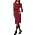thumbnail image 4 of MODA NOVA Dress for Juniors 3/4 Sleeve Split Cuff Wear to Bodycon Dresses with Belt, 4 of 5