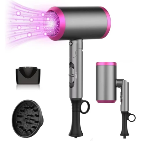 KIPOZI Professional Ionic Hair Dryer, 1800W Fast Drying Blow Dryer with 2 Speed & 3 Heating Setting with Diffuser and Concentrator, Low Nosie Hair dryer