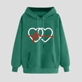thumbnail image 2 of Jinhomg Women's Heart Print Sweatshirts Holiday Casual Kangaroo Pocket Drawstring Hoodies Fall Comfy Long Sleeve Hooded Sweatshirt Green XL, 2 of 6