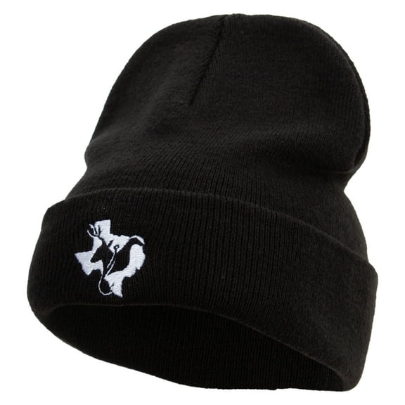 Texas Hunting Icon Embroidered Big Size Acrylic Long Beanie - Black XL-3XL