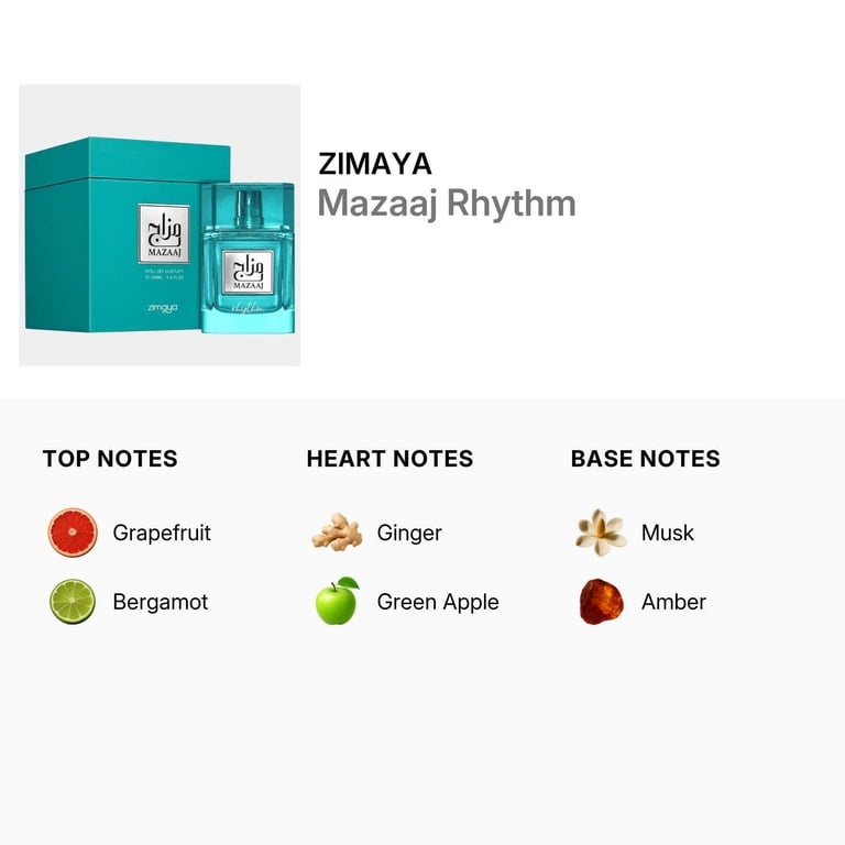 Zimaya, Unisex Mazaaj Rhythm EDP Spray, 3.3 oz, Fragrance
