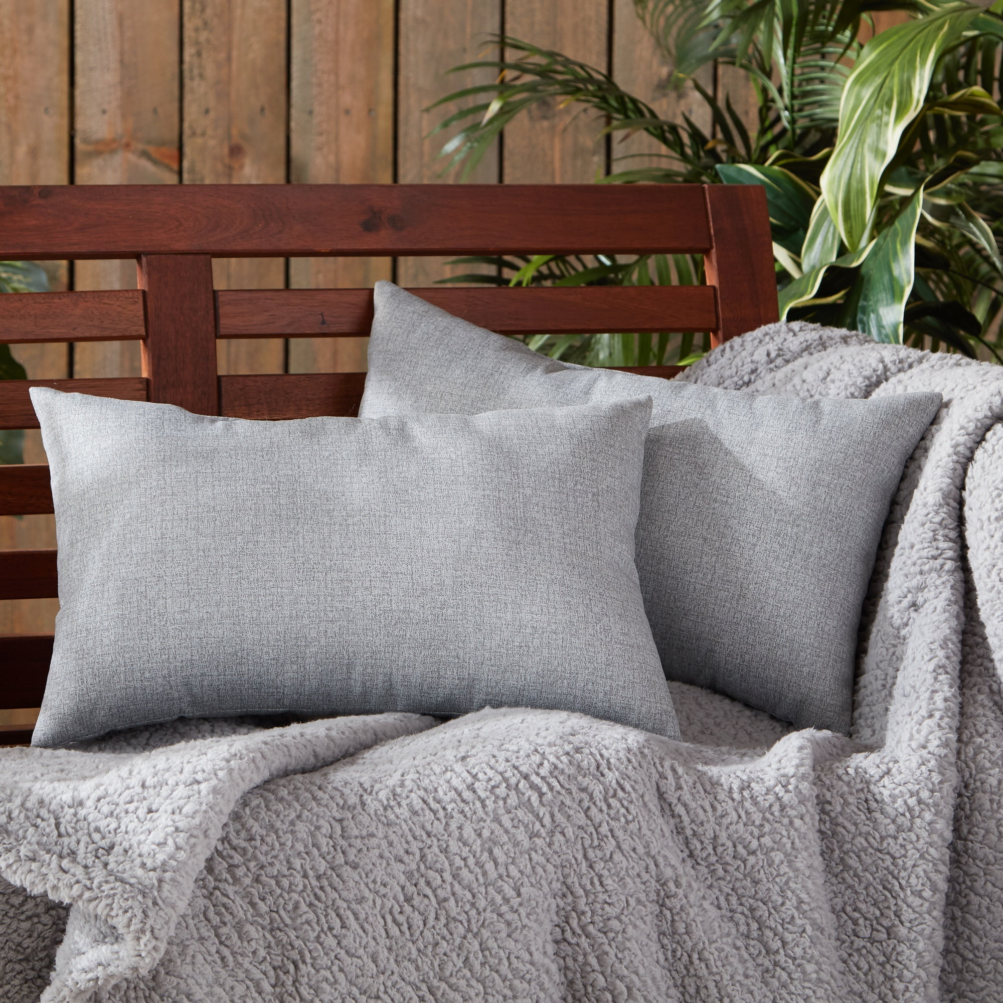 Heather Gray Outdoor Rectangle Throw Pillow (2pack)