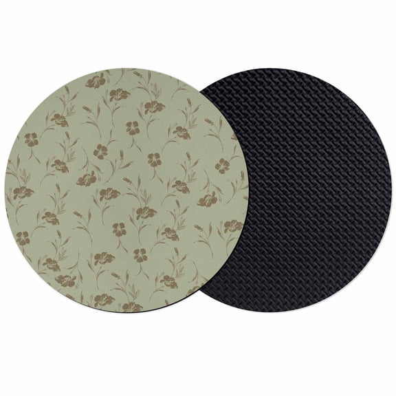 Sage Green Floral Coasters Set of 2, Absorbent Coasters for Drinks, Vintage Spring Botanical Flowers Coaster for Desk Coffee Table Protection, Home Decor House Warming Gifts 4"