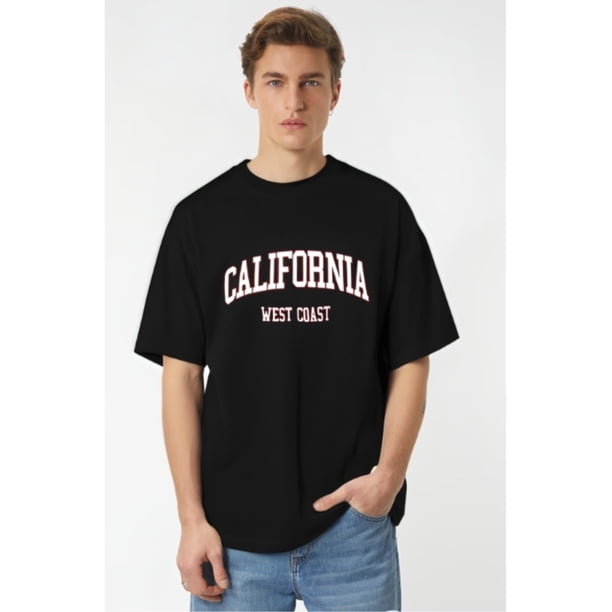 Camiseta con estampado gráfico californiano de moda para hombre, cómoda y suave, de corte regular. Camisetas de ocio.