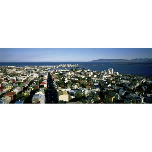 Vue Grand Angle d'Une Affiche de la Ville de Reykjavik par - 36 x 12