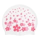 thumbnail image 1 of Gorro de natación para niños con dibujos animados de silicona, impermeable, con protección para las orejas, para piscina (gorro de goma con flores rosas y rojas), 1 of 5