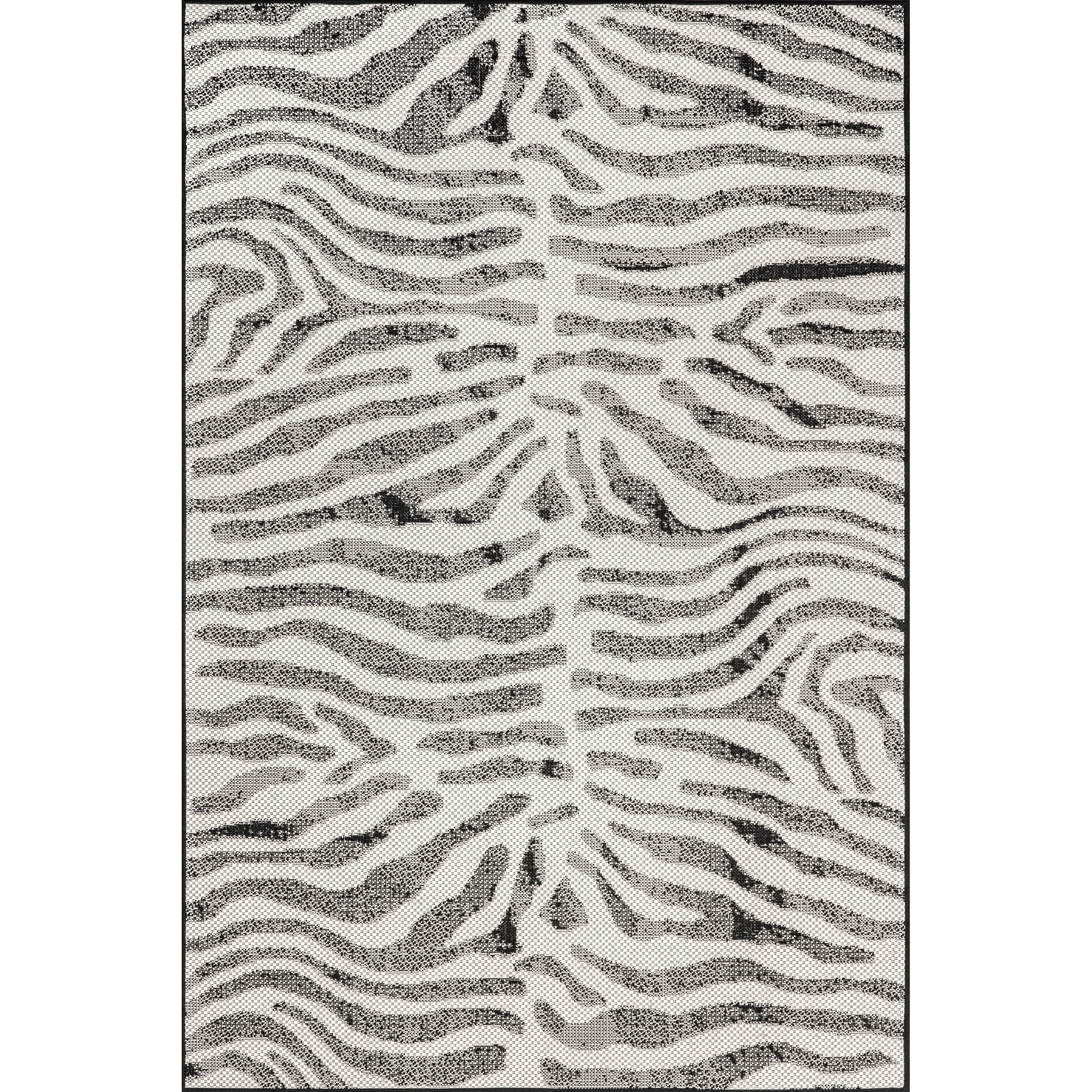 nuLOOM Katrine Zebra Indoor/Outdoor Area Rug, 6' 7" x 9', Black