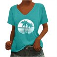thumbnail image 2 of Zunfeo Junior Shirts for Women Short Sleeve Summer Tops Casual V Neck Pullover Beach Blouse T Shirts Sky Blue 2XL, 2 of 5