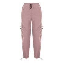 Patlollav Long Pants Womens Street Style Vintage Pocket Tie Elastic Waist Casual Work Pants