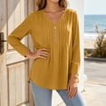 thumbnail image 4 of Vivianyo HD Women's Pleated V Neck Blouse, Tunic Shirts for Women Loose Fit Long Sleeve Top, Fall Office Casual Blouse for Daily Commute and Shopping Trips, Sizes S-2XL, 4 of 7