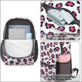 thumbnail image 3 of Black and Pink Leopard Print 17" Waterproof Oxford School Backpacks for Teens, S-Shape Padded Straps, for School, Travel, Hiking, Camping, 3 of 4