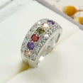 thumbnail image 2 of Purple+Olive Green+Red Cz Band 925 Silver Engagement Wedding Ring Womens Sz 6-10, 2 of 5