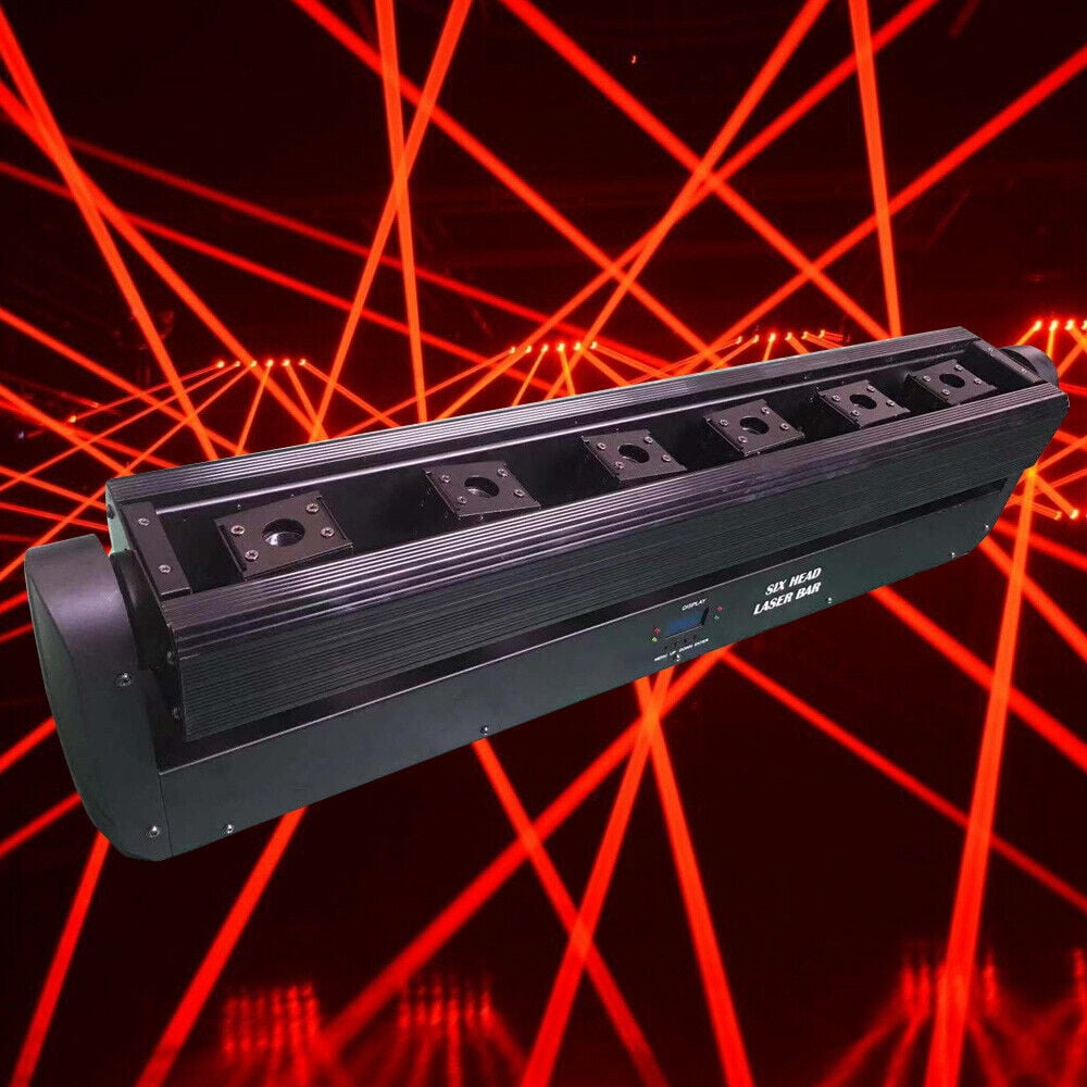 Moving Head Stage Light 6 Head Stage Bar Light Red Laser Beam DJ Party Disco Strobe Light