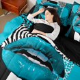 thumbnail image 4 of jejeloiu Geometric Zebra Striped 7pcs Bedding Comforter Set,Black Blue White Queen Bedding Sets For Girls Kids Reversible, 4 of 8