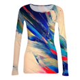 thumbnail image 5 of Sexy Tops for Women Long Sleeve Vintage Texture Print Blouses Y2k Going Out Tees Blouses Dressy Casual Crew Neck Spring Day T Shirts Blue S, 5 of 6