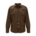 thumbnail image 2 of Lmnyox Men's Shirt Jacket Vintage Fashion Solid Long Sleeve Button Down Shirt with Pocket Classic Casual Jacket, 2 of 6