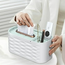 Luxury-inspired tissue box with dual storage slots, multi-functional facial tissue and napkin organizer, creative home tissue dispenser for living room surfaces, cosmetic storage box