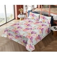 thumbnail image 4 of Ambesonne Floral Fitted & Flat Sheet with Shams 4 Pcs Set, Flowers Vintage Exotics Art, Calking, Pale Fuchsia Pale Pink, 4 of 5