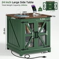 thumbnail image 2 of Joaxswe Farmhouse End Table with Power Outlets, Glass Door, Adjustable Storage Shelf, 24" Sidetable for Living Room, Bedroom, Office - Green, 2 of 7