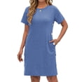 thumbnail image 3 of Fantaslook Short Sleeve Womens Summer Dresses Casual Button Tunic Dress with Pockets, 3 of 11