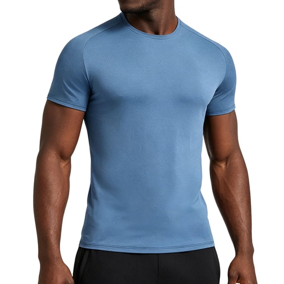 SAWOBUUN Men's Muscle Ice Silk Cooling Quick Dry T-Shirt Short Sleeve Athletic Slim Top Gym Running Lightweight Training Tee