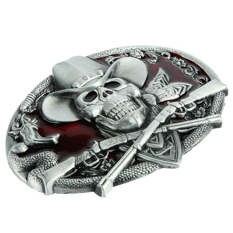 Gothic Ghost Skull Head Western Metal Belt Buckle For Men Leather Belt 