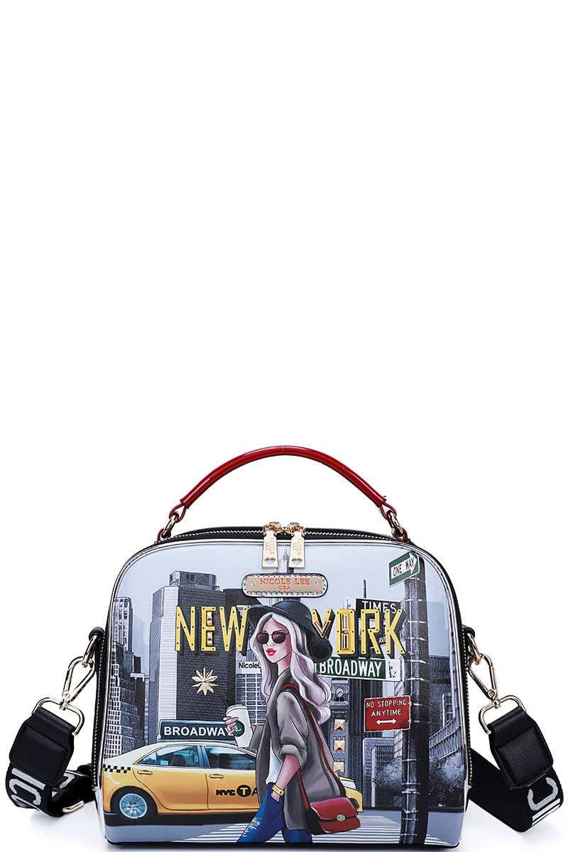 Nicole Lee New York Walk Print Crossbody Shoulder Bag Multi