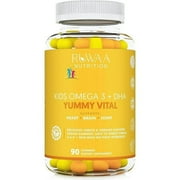 Ruwaa Nutrition Omega 3-6-9 + DHA Kids Vitamins Gummies, Vitamin C, Immune Support, 90 Ct with Box