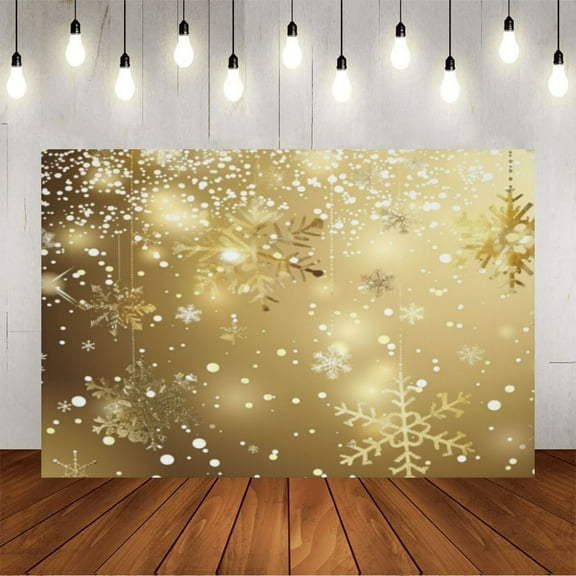 Wall Background Festival Party Decoration Activity Photo Booth Backdrop Props Elegant Gold Christmas Snowflake (5) 5x3 ft
