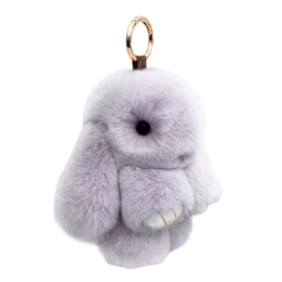 Handmade Soft Bunny Pompom Keychain - 5.8" Handmade Soft Plush Rabbit Charm,Easter Gifts for Women & Teens