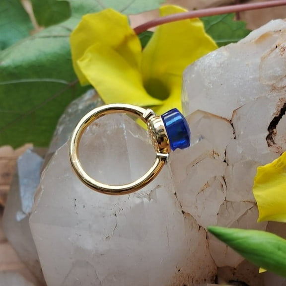 Blue Sapphire With Moissanite 925 sterling Silver Ring For Women