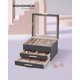 thumbnail image 2 of SONGMICS Caja de Joyas, Caja Joyero de 3 Niveles, Estuche de Joyería, con 2 Cajones, Tapa de Cristal, Amplio Espacio, Gris Interestelar y Dorado, 2 of 5