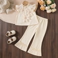 thumbnail image 2 of WUANDIXFA Girl's 2 Piece Outfit 3D Flower Sleeveless Neck Tank Top with Pants Set (Beige, 2-3 Years), 2 of 8