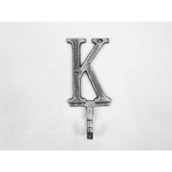 Rustic Silver Cast Iron Letter K Alphabet Wall Hook 6"