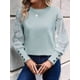 thumbnail image 4 of Top de Cuello Redondo con Encaje Bordado y Larga en Color Liso para Mujer Lago Azul M, 4 of 8