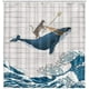 thumbnail image 1 of Cortina De Ducha Divertida, Cool Cat Riding Whale En Ocean Wave Cortina De Ducha Jormftte WMZL-1005, 1 of 5