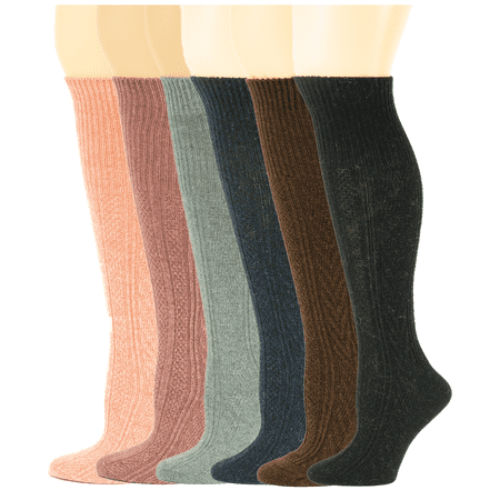 Sumona 6 Pairs Women Cable Knit Winter Wool  Knee High Boot (Best Wool Boot Socks)