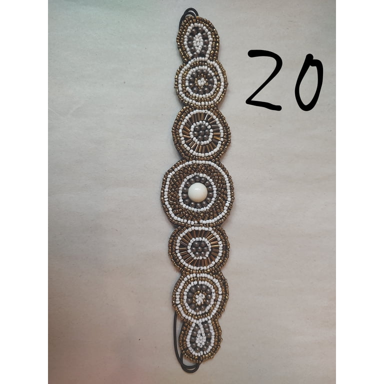 Gold and Cream Bridal Wedding Stone Beaded Headband Elastic  display picture 1