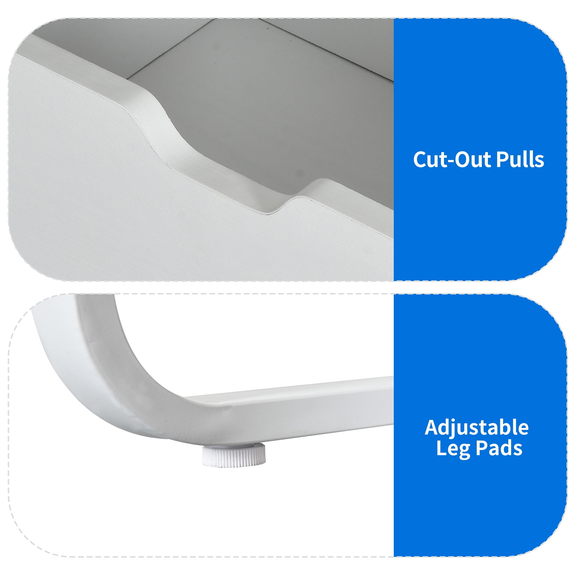 Dextrus L Shaped Desk with Power Outlets & LED Lights, Computer Desk with 3 Drawers and 3 Storage Shelves, White Office Desk Corner Desk for Home Office