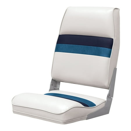 Wise 8WD434LS-1008 Deluxe Pontoon Series High Back Seat  White/Navy/Blue