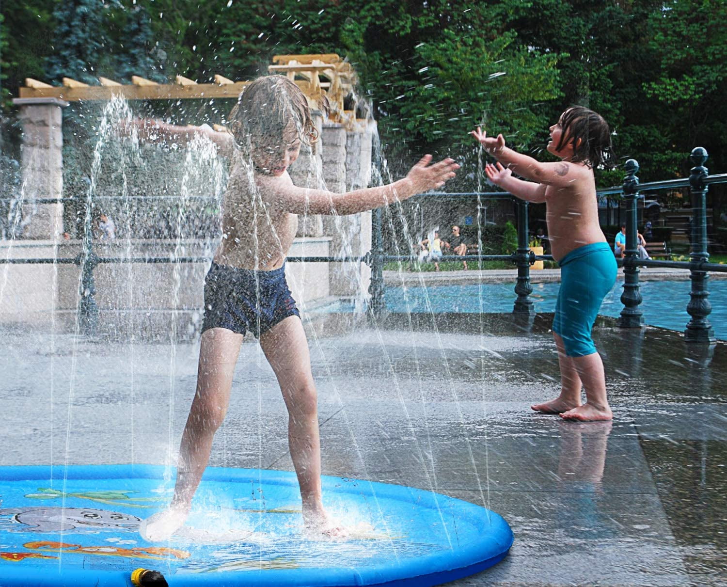 100CM Inflatable Sprinkler Pad Splash Play Mat Fun Toy Kids Water Swimming Pool 
